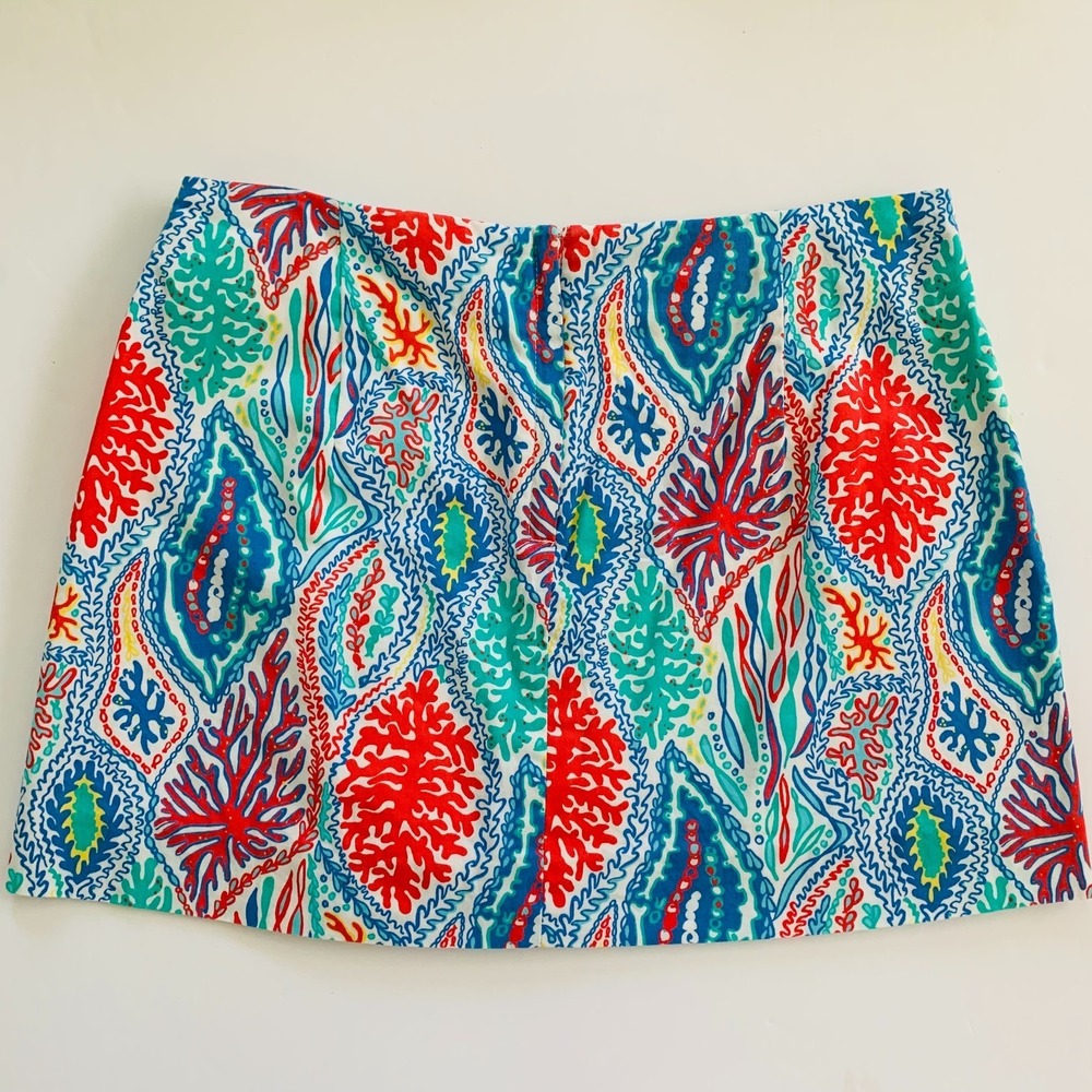 Lilly Pulitzer Auden Jarvey Skort Let Minnow Coral Front Zipper‎ sz 0 Cotton - Picture 2 of 10